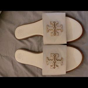 White and Gold Tory Burch Sandals
